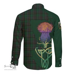 Scottish MacAlpin Clan Tartan Crest with Thistle and Scotland Map Tartan Long Sleeve Shirt Scottish Plaid Tartan Plaid - ScotsTee - scotstee.com