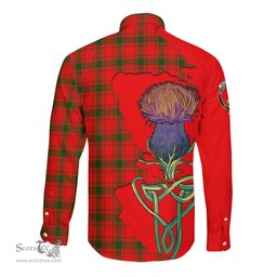 Scottish MacQuarrie Modern Clan Tartan Crest with Thistle and Scotland Map Tartan Long Sleeve Shirt Scottish Plaid Tartan Plaid - ScotsTee - scotstee.com