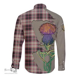 Scottish MacPherson Hunting Ancient Clan Tartan Crest with Thistle and Scotland Map Tartan Long Sleeve Shirt Scottish Plaid Tartan Plaid - ScotsTee - scotstee.com