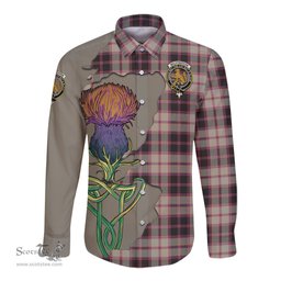 Scottish MacPherson Hunting Ancient Clan Tartan Crest with Thistle and Scotland Map Tartan Long Sleeve Shirt Scottish Plaid Tartan Plaid - ScotsTee - scotstee.com