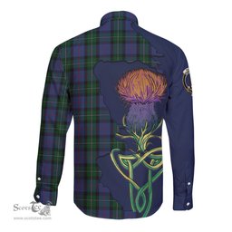 Scottish MacPhail Hunting Clan Tartan Crest with Thistle and Scotland Map Tartan Long Sleeve Shirt Scottish Plaid Tartan Plaid - ScotsTee - scotstee.com