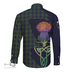 Scottish MacNeil of Colonsay Clan Tartan Crest with Thistle and Scotland Map Tartan Long Sleeve Shirt Scottish Plaid Tartan Plaid - ScotsTee - scotstee.com