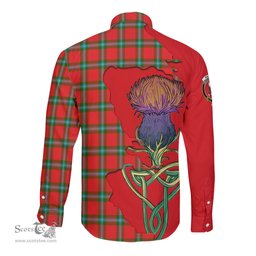 Scottish MacLaine of Loch Buie Clan Tartan Crest with Thistle and Scotland Map Tartan Long Sleeve Shirt Scottish Plaid Tartan Plaid - ScotsTee - scotstee.com