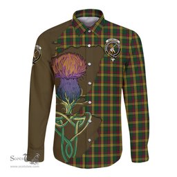 Scottish MacMillan Ancient Clan Tartan Crest with Thistle and Scotland Map Tartan Long Sleeve Shirt Scottish Plaid Tartan Plaid - ScotsTee - scotstee.com