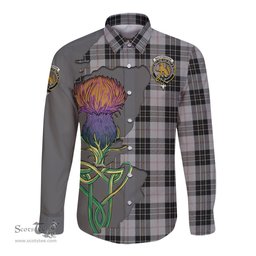 Scottish MacPherson Dress Clan Tartan Crest with Thistle and Scotland Map Tartan Long Sleeve Shirt Scottish Plaid Tartan Plaid - ScotsTee - scotstee.com