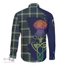 Scottish MacInnes Dress Clan Tartan Crest with Thistle and Scotland Map Tartan Long Sleeve Shirt Scottish Plaid Tartan Plaid - ScotsTee - scotstee.com
