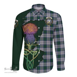 Scottish Lindsay Dress Clan Tartan Crest with Thistle and Scotland Map Tartan Long Sleeve Shirt Scottish Plaid Tartan Plaid - ScotsTee - scotstee.com