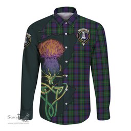 Scottish MacCallum Clan Tartan Crest with Thistle and Scotland Map Tartan Long Sleeve Shirt Scottish Plaid Tartan Plaid - ScotsTee - scotstee.com