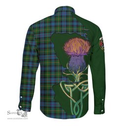 Scottish MacLeod of Skye Clan Tartan Crest with Thistle and Scotland Map Tartan Long Sleeve Shirt Scottish Plaid Tartan Plaid - ScotsTee - scotstee.com