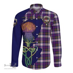 Scottish MacDonald Dress Modern Clan Tartan Crest with Thistle and Scotland Map Tartan Long Sleeve Shirt Scottish Plaid Tartan Plaid - ScotsTee - scotstee.com