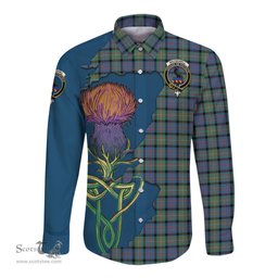 Scottish MacDonell of Glengarry Ancient Clan Tartan Crest with Thistle and Scotland Map Tartan Long Sleeve Shirt Scottish Plaid Tartan Plaid - ScotsTee - scotstee.com