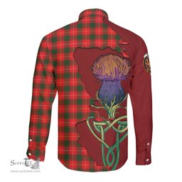 Scottish MacFie Modern Clan Tartan Crest with Thistle and Scotland Map Tartan Long Sleeve Shirt Scottish Plaid Tartan Plaid - ScotsTee - scotstee.com