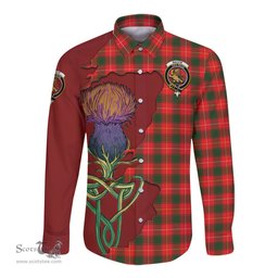 Scottish MacFie Modern Clan Tartan Crest with Thistle and Scotland Map Tartan Long Sleeve Shirt Scottish Plaid Tartan Plaid - ScotsTee - scotstee.com