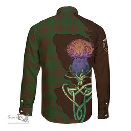 Scottish MacAlister of Glenbarr Hunting Clan Tartan Crest with Thistle and Scotland Map Tartan Long Sleeve Shirt Scottish Plaid Tartan Plaid - ScotsTee - scotstee.com