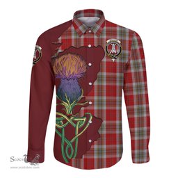 Scottish MacLean of Duart Dress Red Clan Tartan Crest with Thistle and Scotland Map Tartan Long Sleeve Shirt Scottish Plaid Tartan Plaid - ScotsTee - scotstee.com