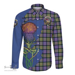 Scottish MacDonald Ancient Clan Tartan Crest with Thistle and Scotland Map Tartan Long Sleeve Shirt Scottish Plaid Tartan Plaid - ScotsTee - scotstee.com