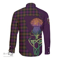 Scottish MacDonald Modern Clan Tartan Crest with Thistle and Scotland Map Tartan Long Sleeve Shirt Scottish Plaid Tartan Plaid - ScotsTee - scotstee.com