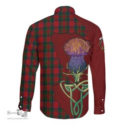 Scottish MacDuff Clan Tartan Crest with Thistle and Scotland Map Tartan Long Sleeve Shirt Scottish Plaid Tartan Plaid - ScotsTee - scotstee.com