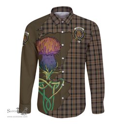 Scottish MacKenzie Hunting Clan Tartan Crest with Thistle and Scotland Map Tartan Long Sleeve Shirt Scottish Plaid Tartan Plaid - ScotsTee - scotstee.com