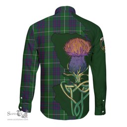 Scottish MacIntyre Hunting Clan Tartan Crest with Thistle and Scotland Map Tartan Long Sleeve Shirt Scottish Plaid Tartan Plaid - ScotsTee - scotstee.com