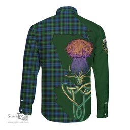 Scottish Lamont Clan Tartan Crest with Thistle and Scotland Map Tartan Long Sleeve Shirt Scottish Plaid Tartan Plaid - ScotsTee - scotstee.com