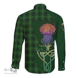 Scottish MacArthur Clan Tartan Crest with Thistle and Scotland Map Tartan Long Sleeve Shirt Scottish Plaid Tartan Plaid - ScotsTee - scotstee.com