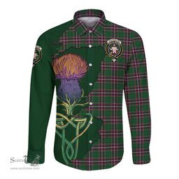 Scottish MacFarlane Hunting Clan Tartan Crest with Thistle and Scotland Map Tartan Long Sleeve Shirt Scottish Plaid Tartan Plaid - ScotsTee - scotstee.com