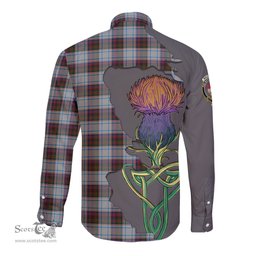 Scottish MacDonald Dress Ancient Clan Tartan Crest with Thistle and Scotland Map Tartan Long Sleeve Shirt Scottish Plaid Tartan Plaid - ScotsTee - scotstee.com