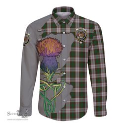 Scottish MacKinnon Dress Clan Tartan Crest with Thistle and Scotland Map Tartan Long Sleeve Shirt Scottish Plaid Tartan Plaid - ScotsTee - scotstee.com