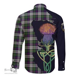 Scottish MacCallum Dress Clan Tartan Crest with Thistle and Scotland Map Tartan Long Sleeve Shirt Scottish Plaid Tartan Plaid - ScotsTee - scotstee.com