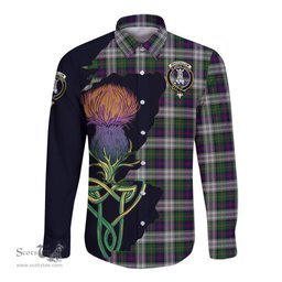 Scottish MacCallum Dress Clan Tartan Crest with Thistle and Scotland Map Tartan Long Sleeve Shirt Scottish Plaid Tartan Plaid - ScotsTee - scotstee.com