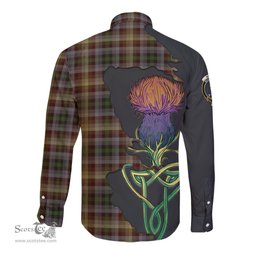 Scottish MacKay of Strathnaver Clan Tartan Crest with Thistle and Scotland Map Tartan Long Sleeve Shirt Scottish Plaid Tartan Plaid - ScotsTee - scotstee.com