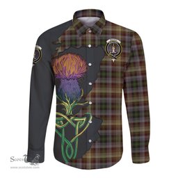 Scottish MacKay of Strathnaver Clan Tartan Crest with Thistle and Scotland Map Tartan Long Sleeve Shirt Scottish Plaid Tartan Plaid - ScotsTee - scotstee.com