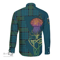 Scottish Kirkpatrick Clan Tartan Crest with Thistle and Scotland Map Tartan Long Sleeve Shirt Scottish Plaid Tartan Plaid - ScotsTee - scotstee.com