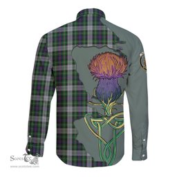Scottish MacKenzie Dress Clan Tartan Crest with Thistle and Scotland Map Tartan Long Sleeve Shirt Scottish Plaid Tartan Plaid - ScotsTee - scotstee.com