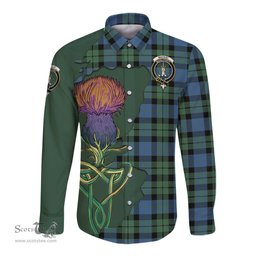 Scottish MacKay Ancient Clan Tartan Crest with Thistle and Scotland Map Tartan Long Sleeve Shirt Scottish Plaid Tartan Plaid - ScotsTee - scotstee.com