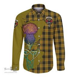 Scottish MacLeod Clan Tartan Crest with Thistle and Scotland Map Tartan Long Sleeve Shirt Scottish Plaid Tartan Plaid - ScotsTee - scotstee.com