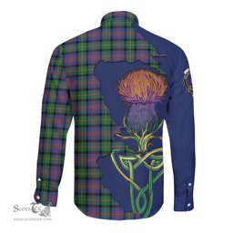 Scottish Logan Ancient Clan Tartan Crest with Thistle and Scotland Map Tartan Long Sleeve Shirt Scottish Plaid Tartan Plaid - ScotsTee - scotstee.com