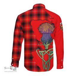 Scottish MacIver Modern Clan Tartan Crest with Thistle and Scotland Map Tartan Long Sleeve Shirt Scottish Plaid Tartan Plaid - ScotsTee - scotstee.com