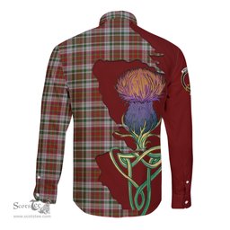 Scottish MacAlister Dress Clan Tartan Crest with Thistle and Scotland Map Tartan Long Sleeve Shirt Scottish Plaid Tartan Plaid - ScotsTee - scotstee.com