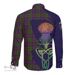 Scottish MacDonald of Clan Ranald Modern Clan Tartan Crest with Thistle and Scotland Map Tartan Long Sleeve Shirt Scottish Plaid Tartan Plaid - ScotsTee - scotstee.com