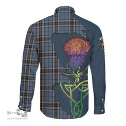 Scottish MacTavish Dress Clan Tartan Crest with Thistle and Scotland Map Tartan Long Sleeve Shirt Scottish Plaid Tartan Plaid - ScotsTee - scotstee.com