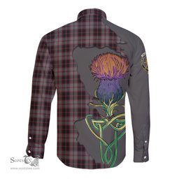 Scottish MacPherson Hunting Clan Tartan Crest with Thistle and Scotland Map Tartan Long Sleeve Shirt Scottish Plaid Tartan Plaid - ScotsTee - scotstee.com