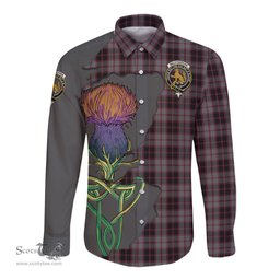 Scottish MacPherson Hunting Clan Tartan Crest with Thistle and Scotland Map Tartan Long Sleeve Shirt Scottish Plaid Tartan Plaid - ScotsTee - scotstee.com