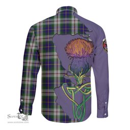 Scottish MacLeod Of Californian Clan Tartan Crest with Thistle and Scotland Map Tartan Long Sleeve Shirt Scottish Plaid Tartan Plaid - ScotsTee - scotstee.com