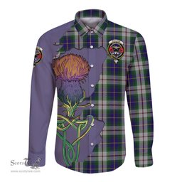 Scottish MacLeod Of Californian Clan Tartan Crest with Thistle and Scotland Map Tartan Long Sleeve Shirt Scottish Plaid Tartan Plaid - ScotsTee - scotstee.com