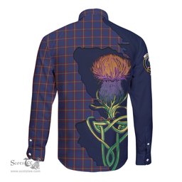Scottish MacLaine of Lochbuie Clan Tartan Crest with Thistle and Scotland Map Tartan Long Sleeve Shirt Scottish Plaid Tartan Plaid - ScotsTee - scotstee.com