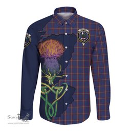 Scottish MacLaine of Lochbuie Clan Tartan Crest with Thistle and Scotland Map Tartan Long Sleeve Shirt Scottish Plaid Tartan Plaid - ScotsTee - scotstee.com