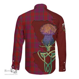 Scottish MacNab Old Clan Tartan Crest with Thistle and Scotland Map Tartan Long Sleeve Shirt Scottish Plaid Tartan Plaid - ScotsTee - scotstee.com