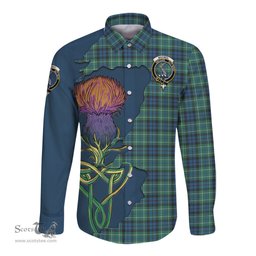 Scottish MacNeil of Colonsay Ancient Clan Tartan Crest with Thistle and Scotland Map Tartan Long Sleeve Shirt Scottish Plaid Tartan Plaid - ScotsTee - scotstee.com